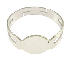 Wholesale Bulk Lot 250 Bright Silver Tone Iron Adjustable Ring Pad Setti... - $32.78