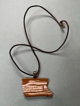 Dark Brown Faux Leather Cord w Large Tan &amp; Brown Polished Stone or Glass Pendant - £11.73 GBP