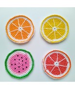 Car Coaster Set of 2, 4, Absorbent Coasters Gift, Handmade Crochet Fruit - $13.53+