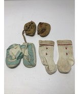 Lot Of 3 Mid Century Baby Shoes Leather Socks Booties KG - $337.30 MXN