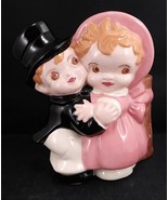 Vintage Planter Bisque Boy with Top Hat + Girl with Bonnet, RARE MCM - $16.00