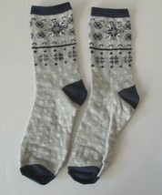 Womens Gray and Blue Crew Socks Regular Geometric Patterns - $7.91