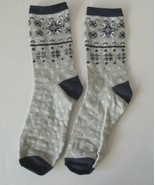 Womens Gray and Blue Crew Socks Regular Geometric Patterns - £6.22 GBP