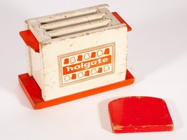 Vintage Child&#39;s Holgate Toy Wood Toaster with One Piece of Toast - £18.68 GBP