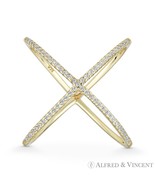 X-Ring Cubic Zirconia 925 Sterling Silver 14k Yellow Gold-Plated Right-H... - $37.61 CAD