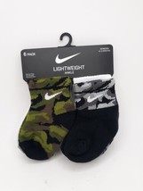 Nike Baby Boy 6 Pair Ankle Socks  Black, White, Gray &amp; Green Camo 6-12 Months - £13.44 GBP