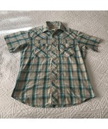 Wrangler Western Style Pearl Snap Short Sleeve Shirt - Size Medium - Blu... - £11.00 GBP