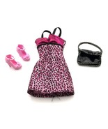 Mattel Barbie Fashion Fever Pink & Black Leopard Print Dress With Shoes & Purse - $11.00