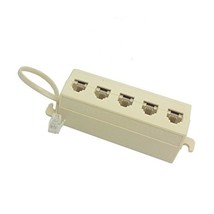 Beige Rj11 6P4C Male To 5 Female Outlet Ports Socket Telephone Phone Cab... - $12.99