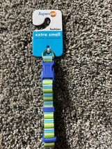 Aspen Pet Extra Small Fashion Dog Collar Green Blue Striped  3/8”X 6-9” - £7.02 GBP