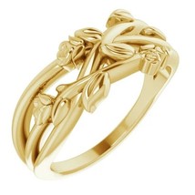 Floral Criss Cross Ring in 14k Yellow, Rose and White Gold - £823.89 GBP+