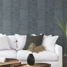 Nikki Chu Navy Blue And Metallic Silver Burundi Thatch Peel And Stick Wallpaper - £33.73 GBP