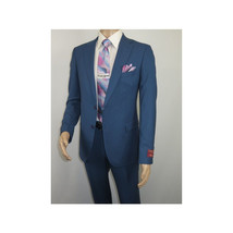 Men Suit BERLUSCONI Turkey 100% Soft Italian Wool Super 180's 2pc #Ber31 Blue image 5