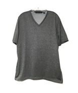 PERRY ELLIS V Neck Short Sleeve Gray TEE SHIRT Polyester Easy Care Men&#39;s... - $180.84 MXN