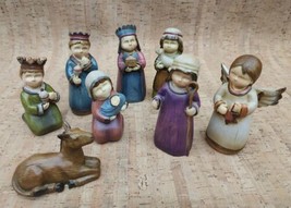 TII Collections Set of 8 Folkart Mini Resin Nativity Set 3.75&quot; Coutry Christmas - £31.64 GBP
