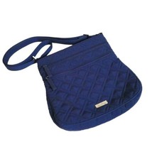 Vera Bradley Solid Navy Blue Triple Zip Hipster Crossbody Handbag Purse EUC - £18.68 GBP