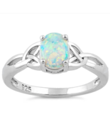 White Fire Opal Stone Ring Size 9 Solid 925 Sterling Silver with Ring Box - £19.74 GBP