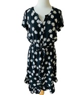 J. JILL LADIES SS VNECK BUTTON FRONT BLACK BELTED ELASTIC WASIT MIDI DRE... - $59.85