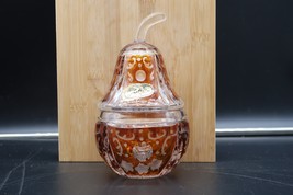 Vtg Julia Lead Crystal Pear Shape Amber Cut to Clear Candy Dish - $49.99