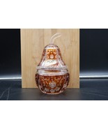 Vtg Julia Lead Crystal Pear Shape Amber Cut to Clear Candy Dish - $70.20 CAD