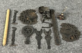 Vtg Cast Iron Trinket Lot Trivet Rooster Amish Coal Bucket Eagle Taiwan Other - £25.19 GBP