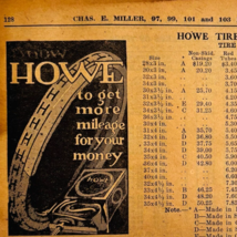 1917 Howe Tires &amp; Inner Tubes Auto Advertisement Chas Miller Automobilia... - $19.99