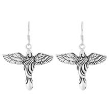 Heavenly Elegance Celestial Angel .925 Sterling Silver Dangle Earrings - £13.75 GBP