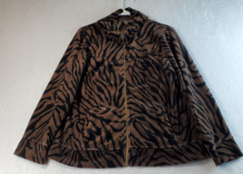 Style&amp;co jacket Womens Large Brown Tiger Print Velvet Long Sleeve Zip Up - £10.07 GBP