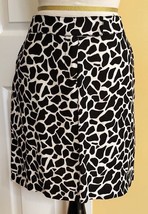 LARRY LEVINE Black/White Giraffe Print Linen Blend Short Skirt w/ Pockets (10) - £9.37 GBP