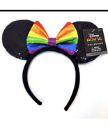 Disney Pride Collection Rainbow Bow Black Sequins Mouse Ears Headband - $29.64 CAD