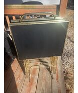 Vintage Gold Bamboo Look Legs Black TV Trays Stand Mid Century Modern Heavy - $346.50