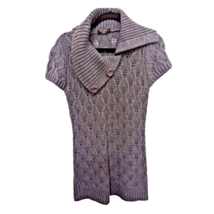 Mary Firenze Italy Women&#39;s Sweater Size M Slate Blue Cap Sleeve Acrylic Wool - £21.12 GBP