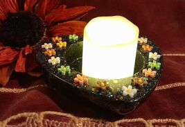 Handcrafted Mixed Media Heart Shaped Tealight Candle Holder Decor Small ... - $5.25