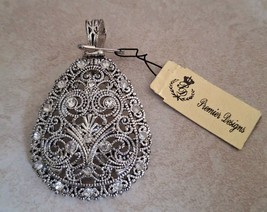 Premier Designs UNBELIEVABLE Silvertone Teardrop Bali Clasp Pendant Enhancer NEW - $15.63