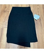 Athleta Women’s Solid Black Seaside Fold Over Faux Wrap Skirt Size XS Midi - $35.64