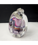 Rollin Karg Dichroic Art Glass Paperweight Twisted Sculpture Design Sign... - $94.99