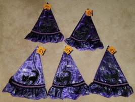 NWT Lot 5 Girls Deluxe Witch Hat Purple Black Cat Halloween Costume Spiders Webs - £17.05 GBP