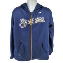 Milwaukee Brewers Nike Therma Fit Full Zip Hoodie Jacket Size L Blue - £31.61 GBP