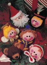 9 Crochet Faces Of Christmas Ornament Santa Mrs Claus Angel Reindeer Elf Pattern - £9.42 GBP