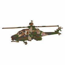 Apache Helicopter Model Kit - Wooden Laser-Cut 3D Puzzle (82 Pcs) - £24.22 GBP