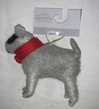 Grey Bull Terrier Dog Ornament Scarf Wondershop 2021 Christmas Tree New - $21.29