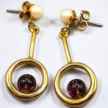 Vintage Avon Earrings Simulated Faux Pearl Purple Beads Dangle Drop Fash... - $12.86