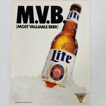 Vintage 1991 Miller Lite Beer MVB Major League Baseball MLB Magazine Ad  - £5.17 GBP