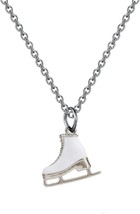 Skater Necklace Ice Skate Necklace White Enameled Figure Skating Pendant... - $32.93