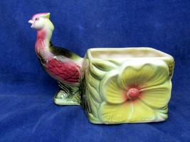 Hull Pottery Vintage Planter Peacock/Bird Floral Design~ #61 USA - £27.69 GBP