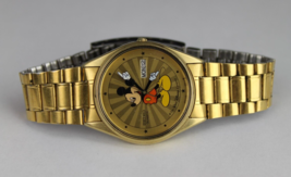 Vintage men&#39;s SEIKO Mickey Mouse Watch Sunburst Rare DAY DATE 34mm SH23-8B00R - £159.86 GBP