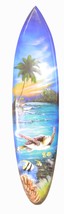 WorldBazzar Hand Carved Wooden Large SEA TURTLE Palm Tree Sunset Ocean C... - $69.24