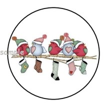 30 Country Christmas Birds Envelope Seals Labels Stickers 1.5&quot; Round Party Favor - £5.96 GBP