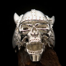 Men&#39;s Biker Ring Viking Helmet Skull Warrior - Mirror Polish Sterling Silver - £68.49 GBP