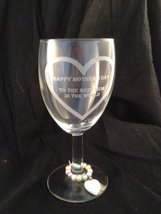 Happy Mother&#39;s Day to the Best Mum in the World Wine Glass with heart &amp; stem cha - £11.55 GBP